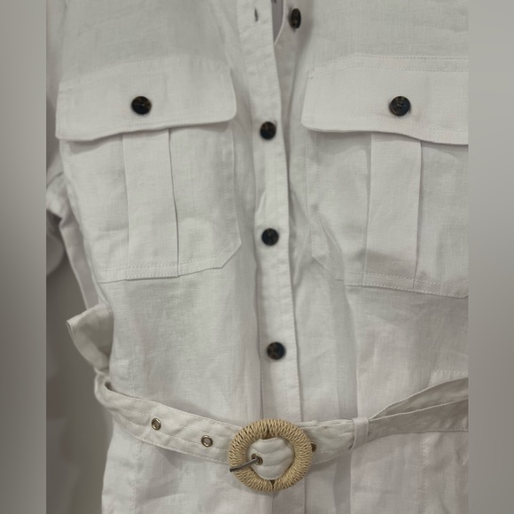 White linen safari Banana Republic Dress, XL NWT - Picture 4 of 6